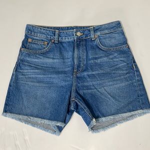ZARA Womens Jean Shorts High Waist Relaxed Fit Cotton  Denim Cut Off Shorts Sz 4